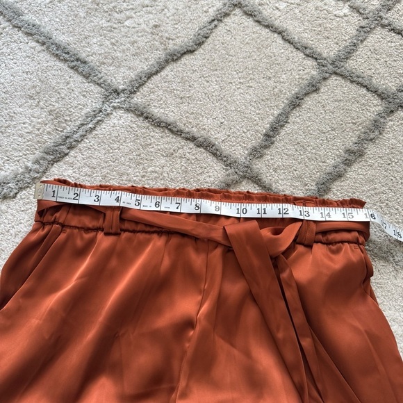 Joie Wide Leg Silky Belted Pants Cropped pull on burnt orange high rise medium - Picture 6 of 8